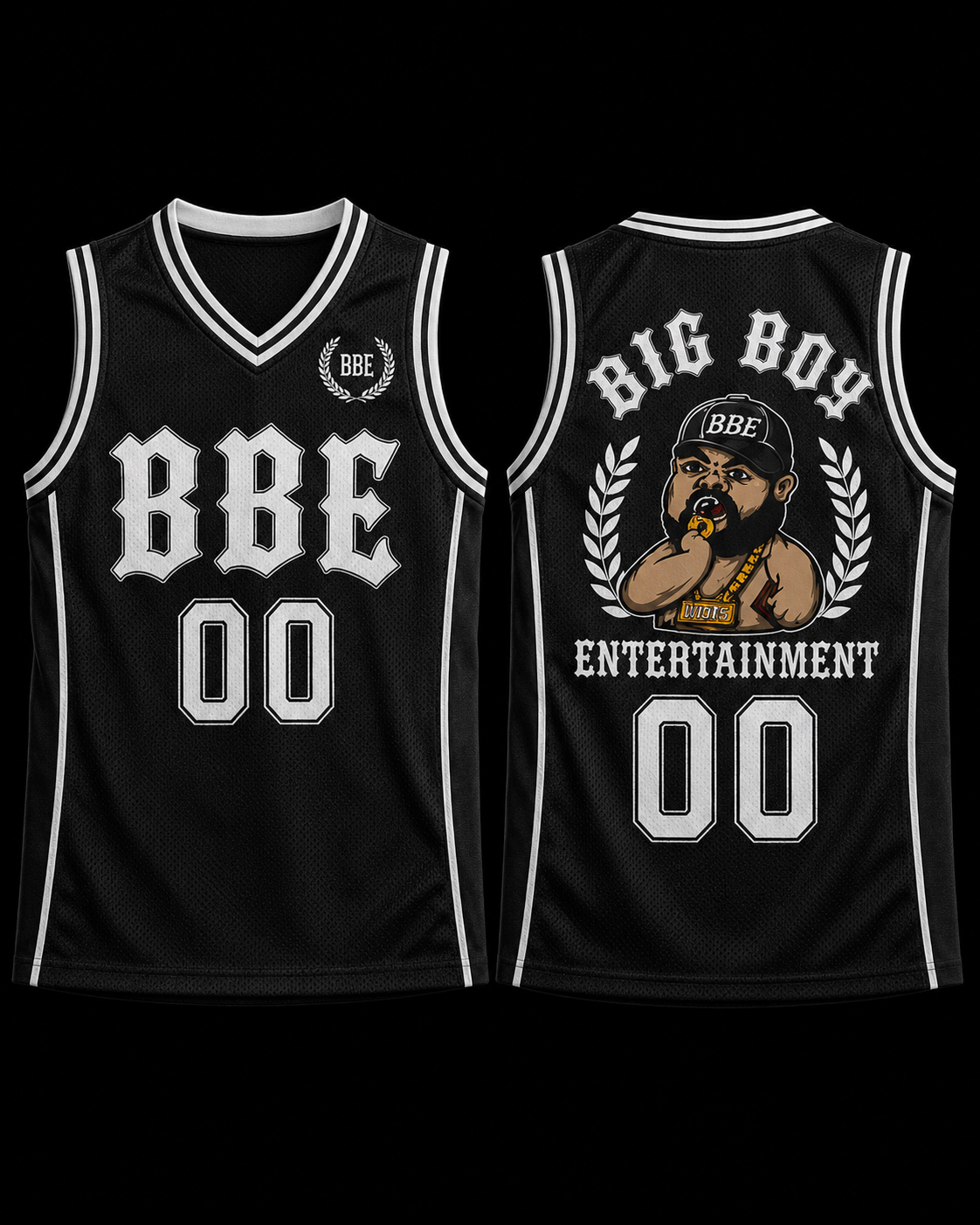 BBE basketball jersey Black / White front and back