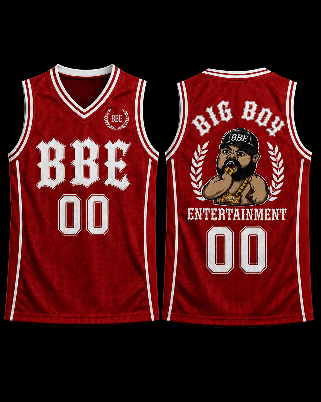 BBE basketball jersey Red / White front and back