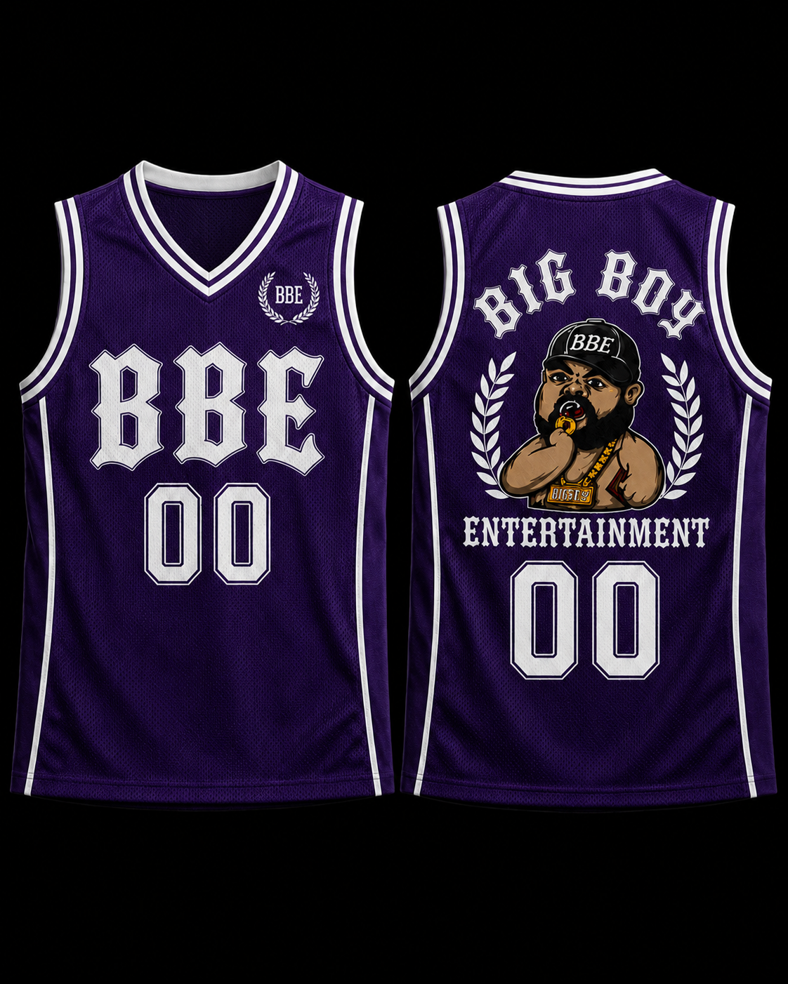 BBE basketball jersey Purple / White front and back