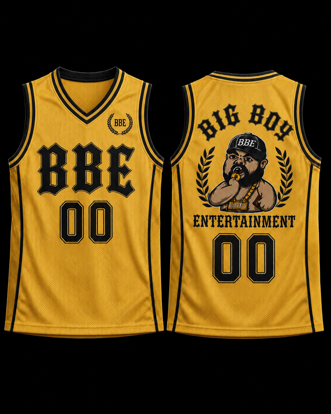 BBE basketball jersey Gold / Black front and back