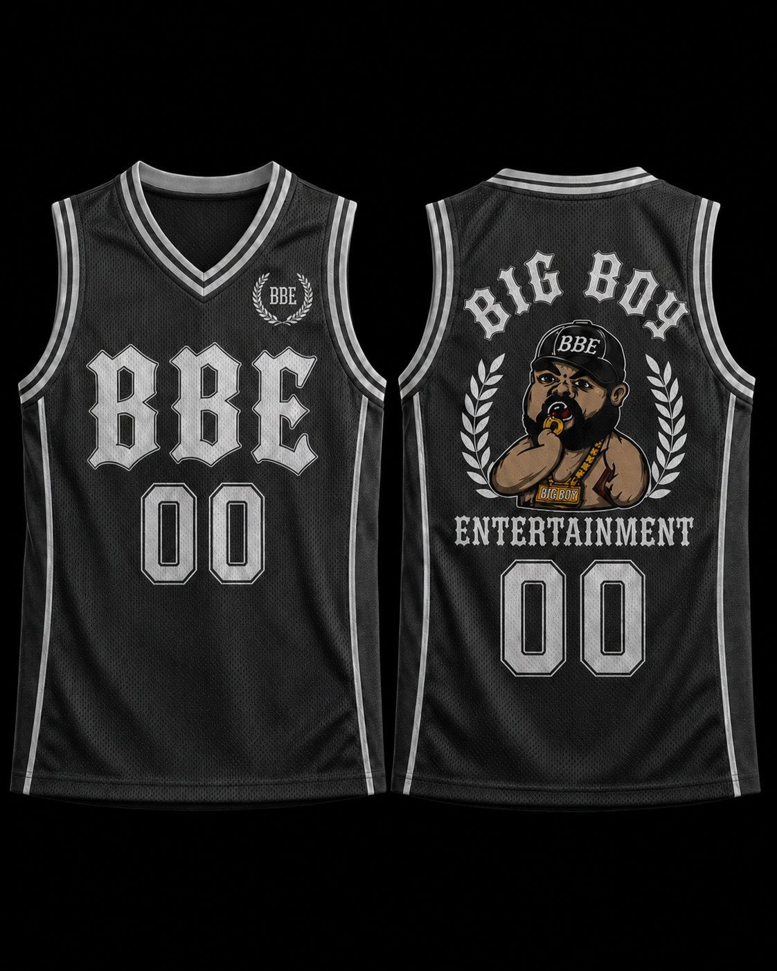 BBE basketball jersey Charcoal / Silver front and back
